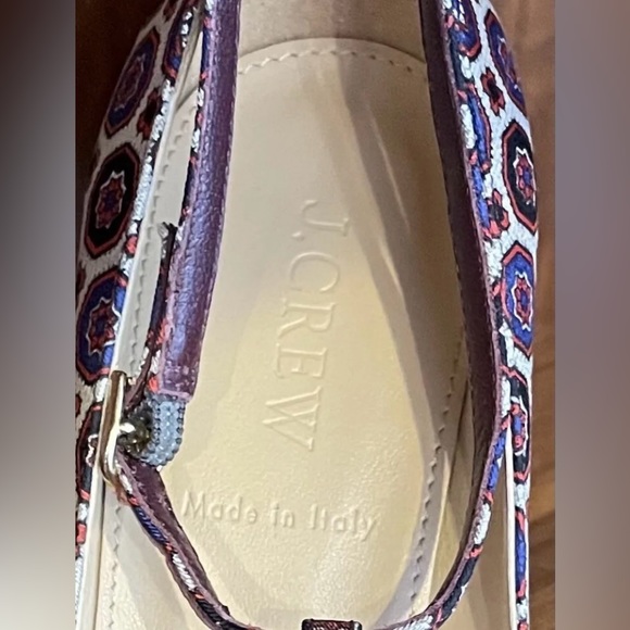 Rare EUC JCREW Everly T-Strap Cap Toe Pump 7.5 Ratti Silk Foulard Burgundy Multi - Picture 5 of 12